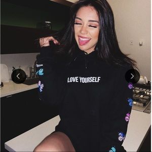 Love Yourself Broken Butterfly Hoodie - Black